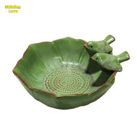 Ceramic Birdbath Bowl Bird Feeder Food Holder Container Bird Feeding Tray For Outdoor Garden Courtyard Decoration