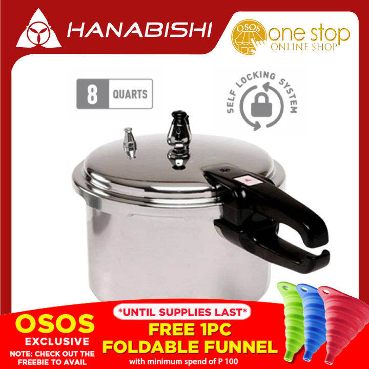 HANABISHI Original Pressure Cooker 8 Quarts / 7.5 Liters HPC8Q •OSOS• Lazada PH