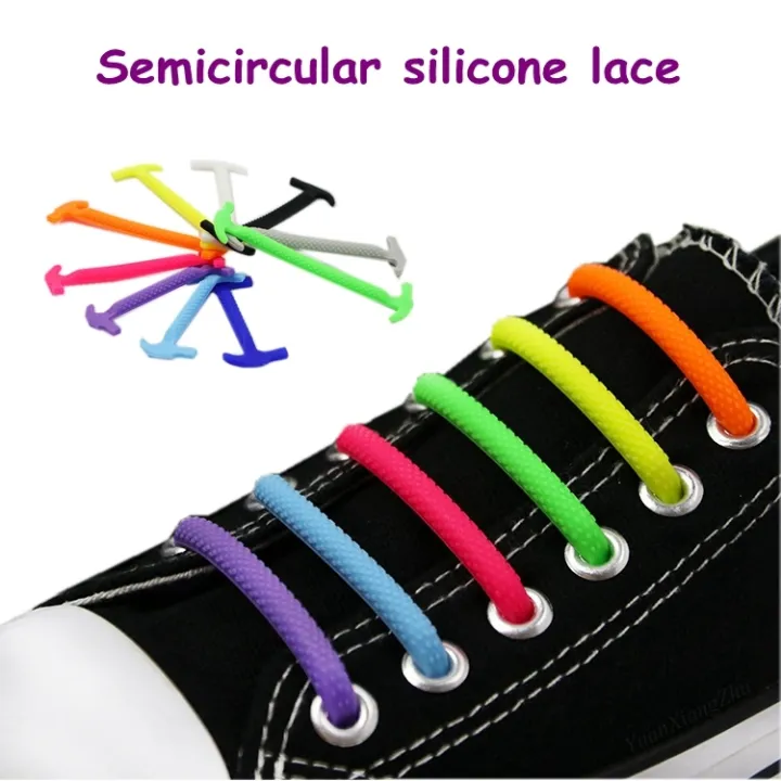 SPOT EXPRESS] 16pcs/lot Silicone Shoelaces Elastic Semicircle Silicone  ShoelaceNo Tie Shoelace Men Women Shoe Laces Rubber Zapatillas | Lazada