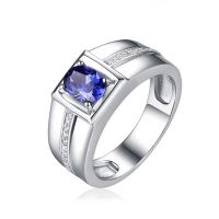 Sapphire Diamond Cincin Perak 925 Pria Wanita Fashion Batu Safir Berlian Silver Ring