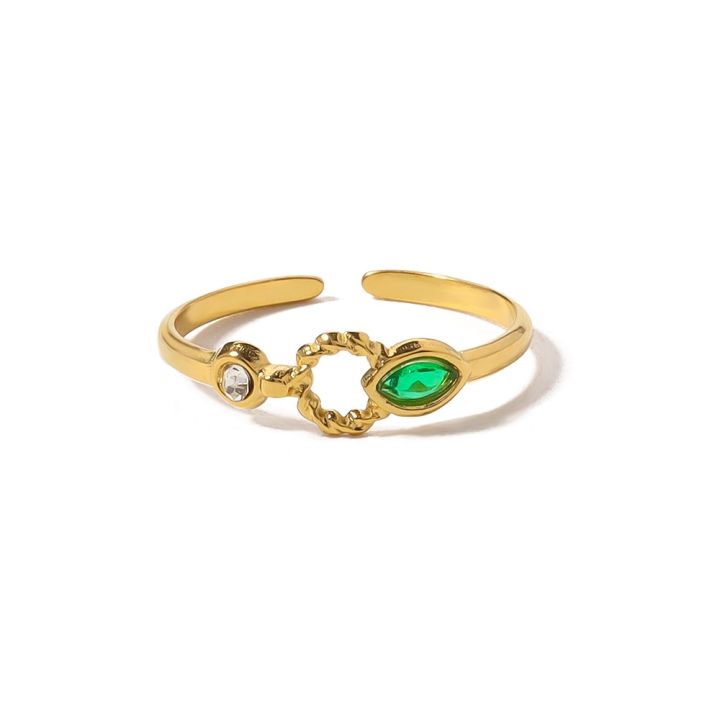 cod-ins-net-red-emerald-zircon-titanium-steel-ring-womens-non-fading-light-luxury-all-match-18k-gold-plated-open