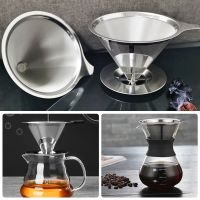 【LZ】□  Filtros de café de aço inoxidável reutilizáveis de camada dupla para derramar sobre os filtros de café em malha de gotejamento Gadgets de cozinha Cesta de filtro de chá