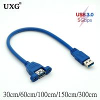 Blue USB 3.0 Cable 3.0 Extension Male To Female Extender Cable Cord With Dual Shielded Screw Panel Mount 0.3M 0.6M 1M 1.5M 3M Wires  Leads Adapters