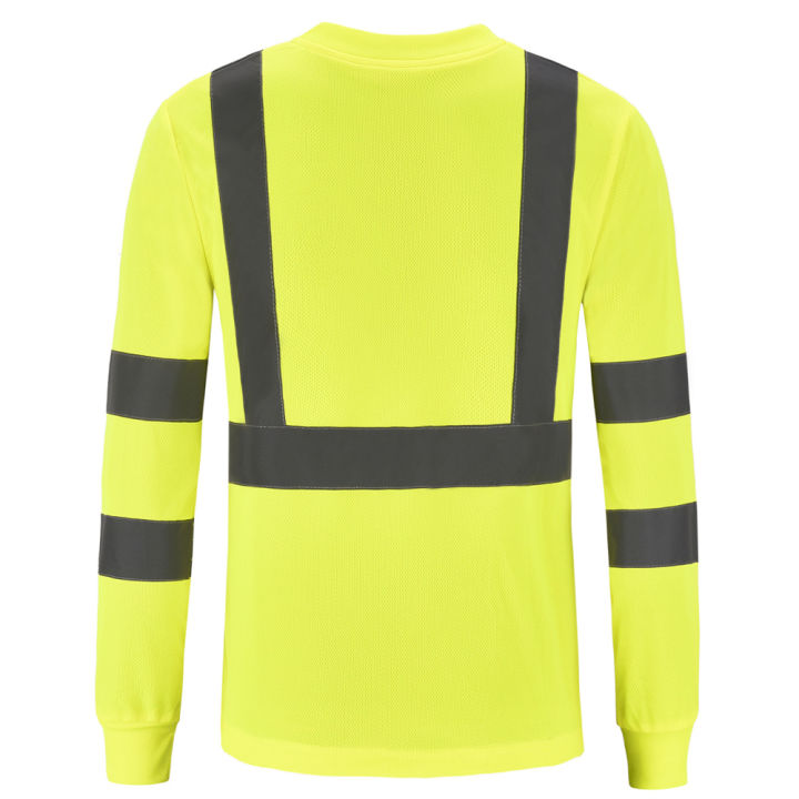 Aykrm Reflektif Hi Vis Lengan Panjang T Baju Pendarfluor Keselamatan ...