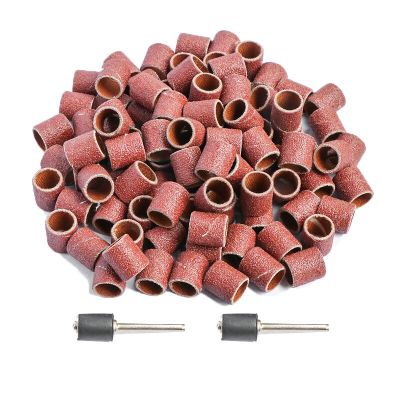 102Pcs Drum Sanding Kit Sanding Bands 1/2 3/8 1/4 Inch Grit 80#-600# Sandpaper Dremel Nail Drill Accessories 2.35mm 3mm shank