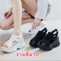 leeblackshoeรุ่นใหม่ รองเท้าแตะผู้หญิงแฟชั่น  รุ่นฮิต เสริมส้น ระบายอากาศ No.A575(บ้าน1) xbx