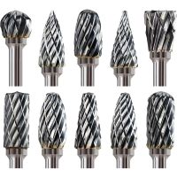 【DT】hot！ Carbide Burr Set Compatible with 1/8  Shank 10PCS Die Grinder Rasp Bits Wood Metal Carving Electric Grinding