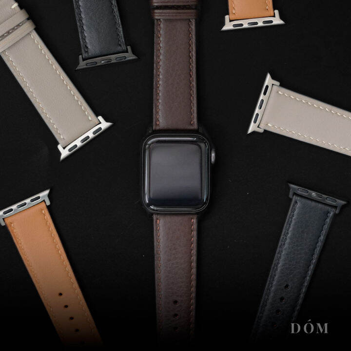 สายนาฬิกา-apple-watch-strap-dom-type-04-สายนาฬิกาหนังแท้-full-grain-สายแอปเปิ้ลวอชหนังแท้-apple-watch-6-amp-7-and-apple-watch-ultra