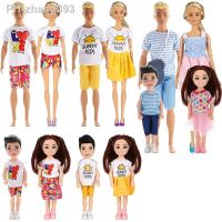 4 Set/Lot Family Doll Suits Flower Pattern Short Pants Dress Clothes for Barbies Doll for Ken Doll for Kelly Doll House Toys