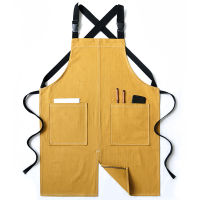 Solid Canvas Master Apron For Kitchen Accessories Hairdresser Apron Cafe Baking Cooking Bib House Cleaning Pocket Chef Pinafore