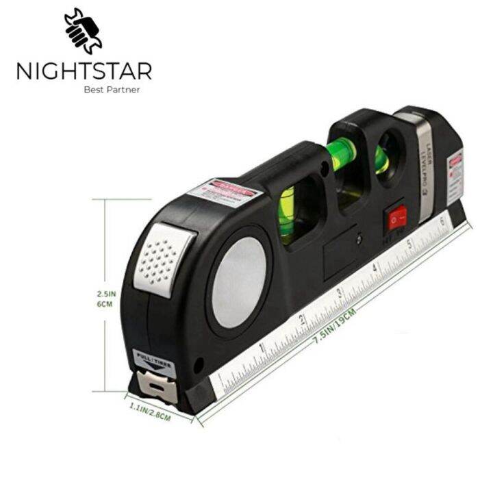 laser-level-horizon-vertical-measure-8ft-aligner-standard-and-metric-rulers-multipurpose-measure-level-laser-black