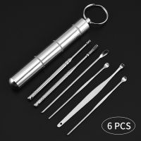 6 Pcs/Set Ear Wax Pickers Stainless Steel Earpick Wax Remover Curette Ear Pick Cleaner Spoon Care Clean Tool Limpiador De Oidos Health Accessories