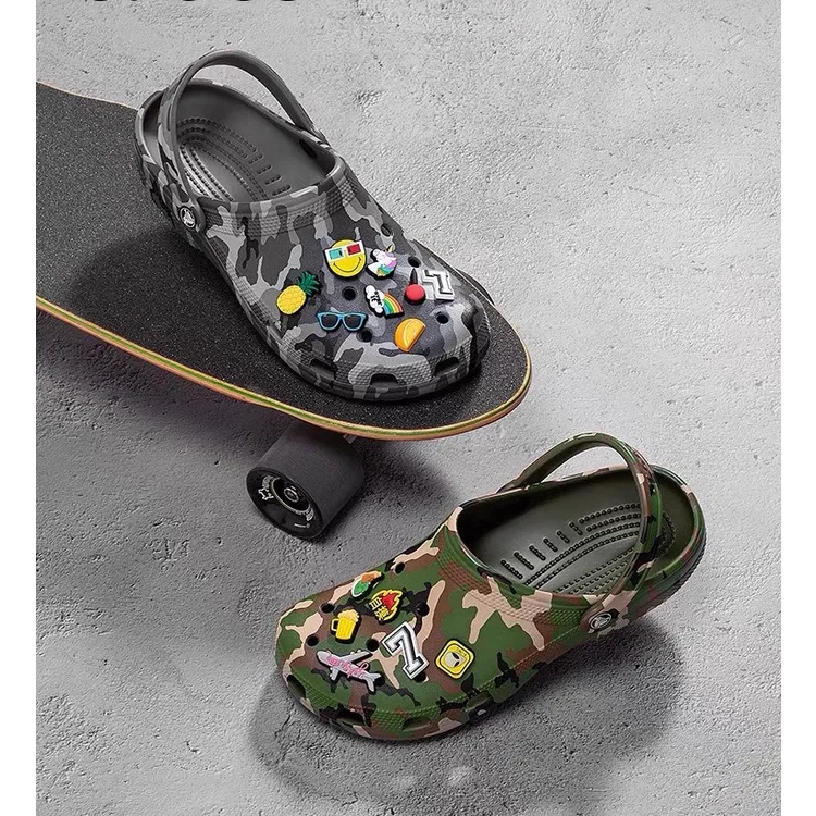 Crocs Beach Shoes Camouflage Pattern Hole Shoes Men's Outdoor Flat Non-slip  | Lazada PH