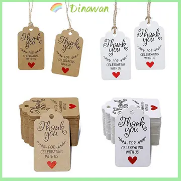 50pcs Thank You For Celebrating with Us Tags Gift Bags Boxes Hang