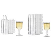 Clear Plastic Wine Glass Recyclable - Shatterproof Wine Goblet - Disposable &amp; Reusable Cups for Champagne, Dessert