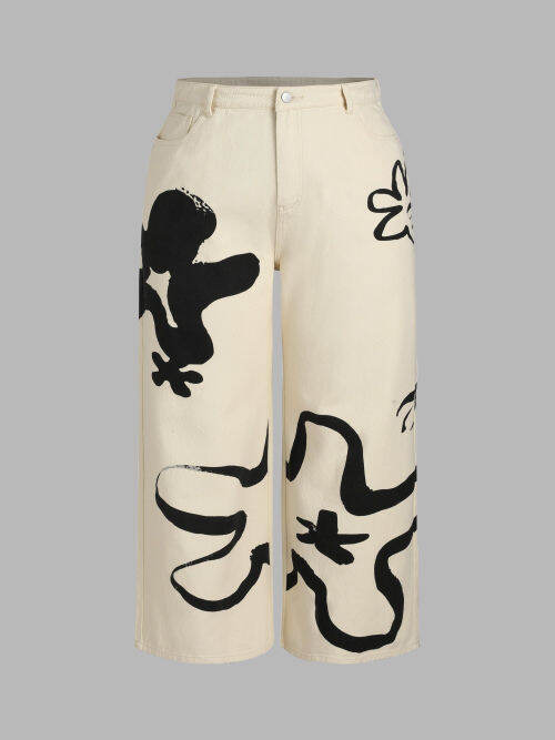 Cider Denim Graphic Wide Leg Jeans Curve & Plus Lazada PH