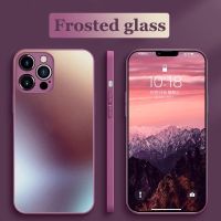 Frosted Tempered Glass Back Cover for iPhone 11 12 13 14 Pro Max Mini X XS Max XR 8 7 Plus SE Original Shockproof Bumper Case  Screen Protectors