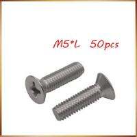 50pcs GB819 M5 Metric Thread 304 Stainless Steel flat head cross Countersunk head screw m5x(6/8/10/12/14/16/20/25/30 65) mm