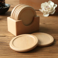 Japanese-style wooden coaster set black walnut solid wood round placemat heat pad 6 pieces boxed