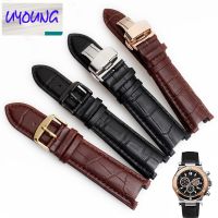 ✼❆ UYOUNG Black 20x11mm and 22x13mm High quality Genuine leather watchband cowhide Watch strap stainless steel butterfly buckle