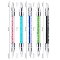 1 ~ 20ชิ้นปากกาสีเพชรคู่หัวนูนประติมากรรมเล็บอุปกรณ์ลายนูนปากกาสีฟ้านุ่มความงามและสุขภาพ