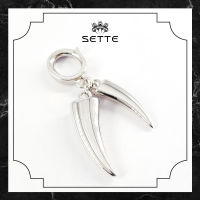 [SETTE] Double Luck Double Tusks Charm For Pendant/Bracelet Silver 925 Rhodium Plated  - BTS1901 [เซตเต้] จี้ชาร์มรูปงาช้างคู่ ตัวเรือนเงิน 925 ชุบโรเดียม