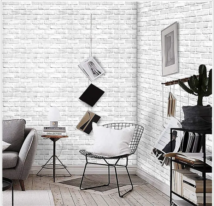 🇸🇬 💏45cmx3m Wallpapers Living Room 3d Wall Paper Texture Self Adhesive  Waterproof Thick White Brick Wallpaper Peel and Stick 3d Brick Wall  Stickers for Bedroom Living Room TV Background Backsplash Walls |