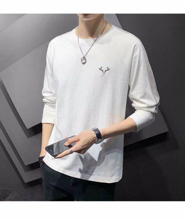 okamoto-ใหม่แขนยาวเสื้อยืดผู้ชายฤดูใบไม้ร่วงเสื้อยืดนักเรียนป่าฤดูใบไม้ผลิและฤดูใบไม้ร่วงเสื้อยืดเสื้อ-bottoming-เสื้อผู้ชายเสื้อเชิ้ตแขนยาวหลวม-เสื้อแขนยาวชาย90-เสื้อแขนยาวฮิต