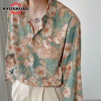 KYUSHUAD เสื้อพิมพ์ลายวินเทจสำหรับทั้งหญิงและชายเสื้อแขนยาวคู่หลวม