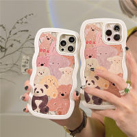 ภาพวาดสีน้ำมันการ์ตูนสัตว์โทรศัพท์กรณีสำหรับ iPhone 12Pro เคสโทรศัพท์ขอบคลื่นสีขาวสำหรับ iPhone 13 Promax กรณีโทรศัพท์สวนสัตว์สีน้ำสำหรับ iPhone 11 ซิลิโคนป้องกันการตกโทรศัพท์กรณีสำหรับ iPhone 11 14Promax