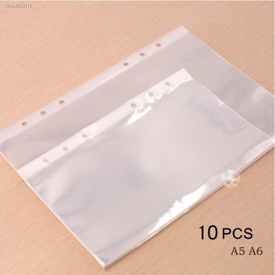 ✁﹍ 10Pcs A5 A6 Transparent File Holder Notebook 6 Hole Loose Leaf Pouch DIY Document Bag Binder Rings PVC Storage Binding Folder