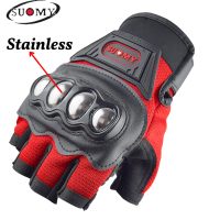 Suomy Motorcycle Half Finger Gloves Protection Men Motorcycle Fingerless Gloves Red Biker Motocross Gloves Motorcyclist Summer