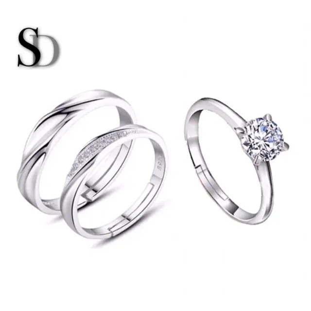 SD Crystal Love Couple Wedding Ring (Set of 3) Lazada PH