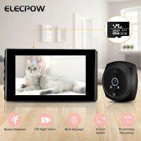 Elecpow กล้องประตูออดสมาร์ทโฮม1080P ใหม่ช่องตาแมวหน้าจอตรวจสอบเคลื่อนไหวมองเห็นกลางคืนอินฟราเรดขนาด4.5นิ้ว PIR