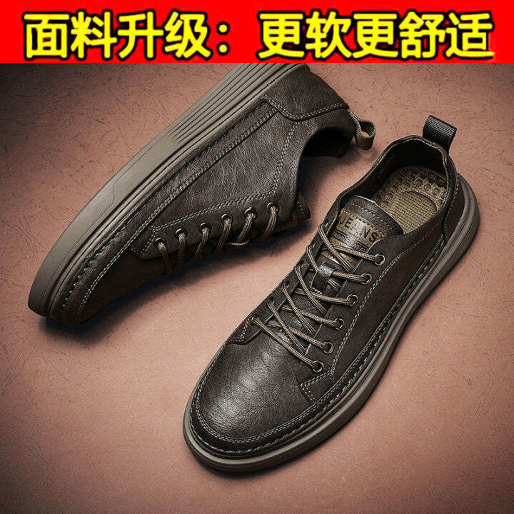 top-jft139-cartelo-mens-shoes-mens-spring-and-summer-pure-black-leather-shoes-work-chef-waterproof-non-slip-casual-sneakers