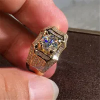 14K Gold 3กะรัตแหวนเพชรผู้ชาย Rock 14K Gold เครื่องประดับ Anillo Esmaltado เงิน925เครื่องประดับ Bague diamant Bizuteria แหวน