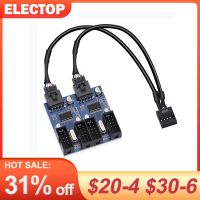 ELECTOP USB 9pin Expansion Card Male 1 To 2 / 4 Female Extension Cable Adapter Circuit Board 2.0 HUB Hub for Desktop Motherboard