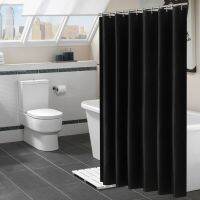 Modern black shower curtain waterproof fabric solid color bathroom curtain bath large wide bath cover CY52802