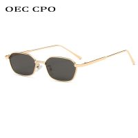 OEC CPO Kacamata Hitam Bingkai Logam Steampunk Merek Pria Wanita Sunglasse Persegi Kecil Kacamata Retro Pria Kacamata UV400 O949