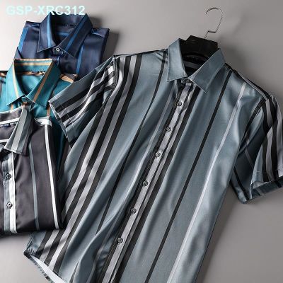 UNIQLO Tone!Design Feeling!Mens Clothing Factory Cut The Japanese Foreign Trade Man Vertical Stripes Elastic Shirt With Short Sleeves Shirt