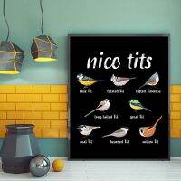 Funny Bird Pun Nice Tits พิมพ์โปสเตอร์-นอร์ดิกน่ารักประเภทนกภาพวาดผ้าใบ Wall Art-เหมาะสำหรับเนอสเซอรี่,ห้องนั่งเล่น,และตกแต่งบ้าน