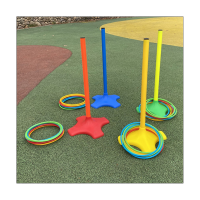 4 Poles 32 Throwing Hoops ChildrenS Throwing Hoop Outdoor Parent-Child Interactive Hoops Play Sets