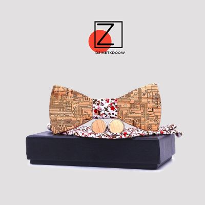 Integrated circuit board Gentleman Bow Ties Handmade Butterfly Wedding Party Bow Ties Wooden Tie for Man Set cadeau homme