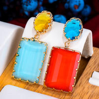 Siscathy Luxury Cubic Zirconia Geomtry Square Pendant Earrings For Women Fashion Trend Red Crystal Drop Earring Jewelry 2022