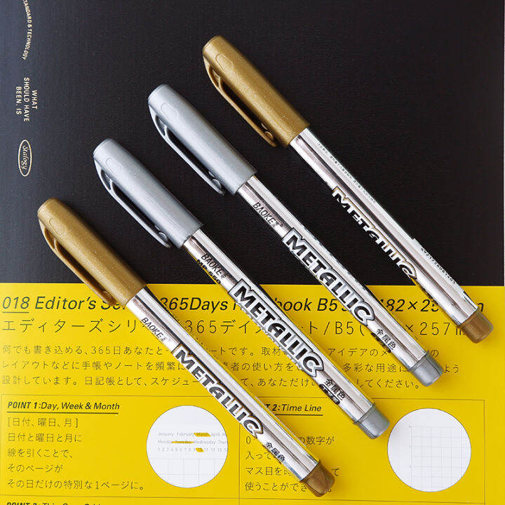 diy-โลหะกันน้ำปากกามาร์กเกอร์สีถาวร-manga-drawing-markers-นักเรียนสเตชันเนอรี-gold-silver-zptcm3861