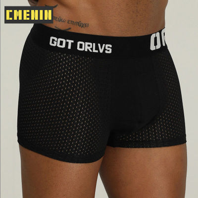 (1 Pieces) Sexy Men Underwear Boxershorts Mesh Breathable Boxer Underpants Innerwear Fashion Solid Print OR Panties Trunks OR207