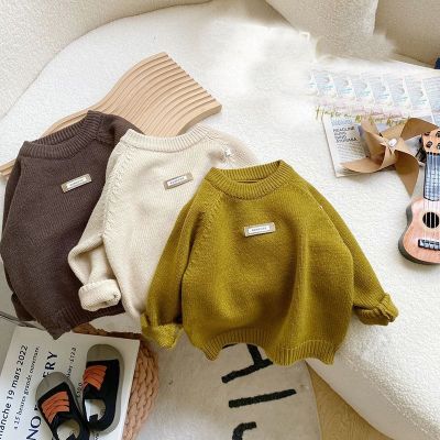 2023 Autumn WInter Toddler Baby Girls Boys Sweater Crewneck Thick Kids Soft Wool Tops Outfits Kids knitted 1-10y
