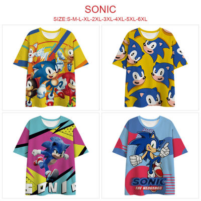 Sonic The Hedgehog ผู้ใหญ่ผู้หญิงผู้ชายเสื้อยืดแขนสั้นวัยรุ่น Casual หลวม Crew Neck Tees การ์ตูนฤดูร้อนอะนิเมะผ้าไหมนมพิมพ์ Tops