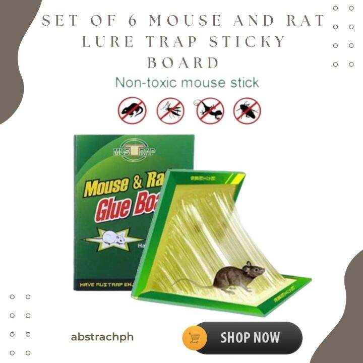 SET OF 6 Mouse and Rat Lure Trap Reusable Sticky Board Highly Effective