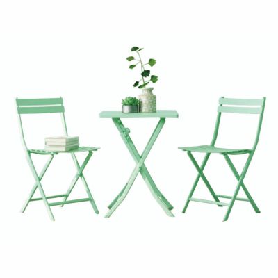 2 seat outdoor table set ( table + 2 chairs ) Table: 60x60x71 cm. Chair: 50x42x84 cm. - Light green.